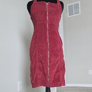 Chic Red Corduroy Mini Dress
